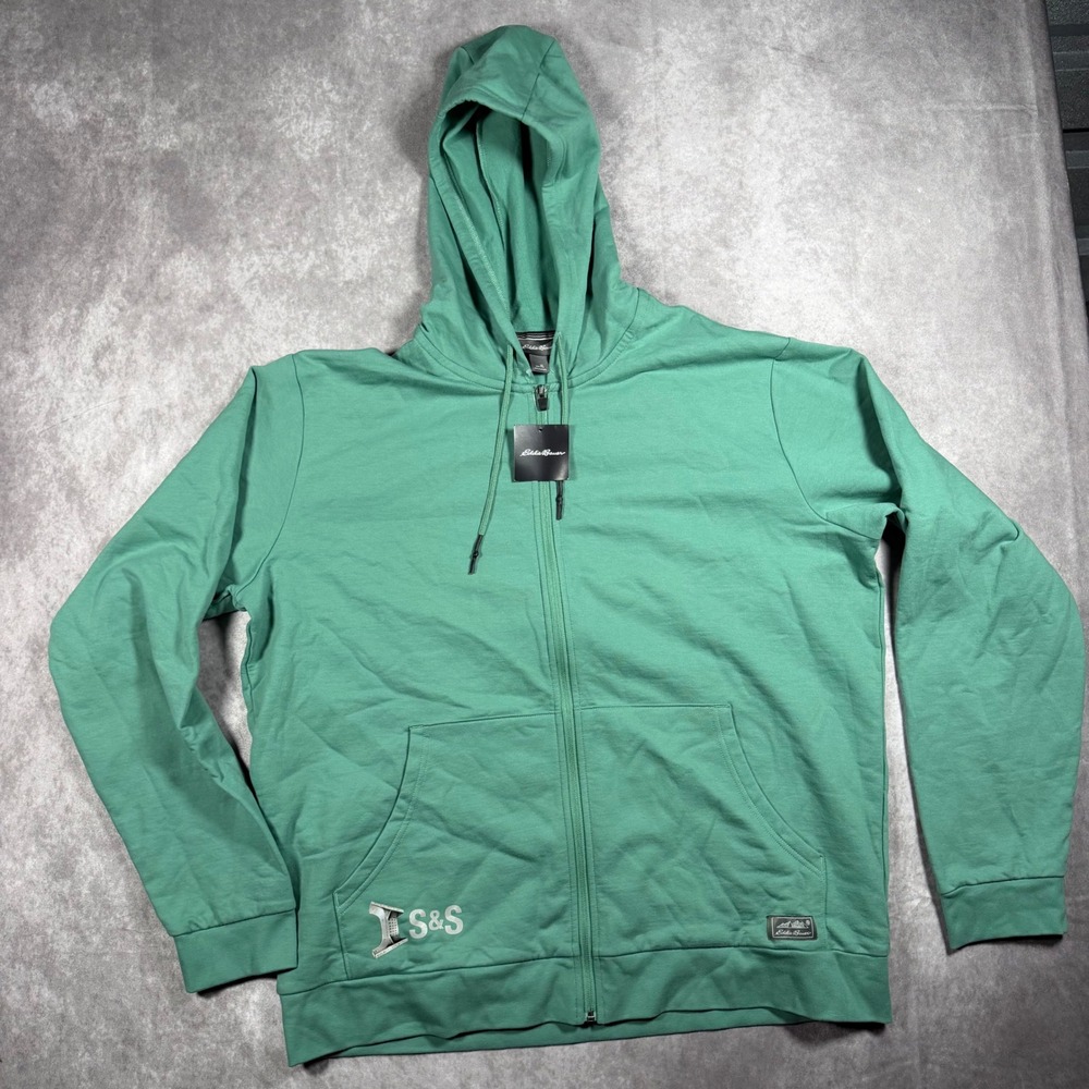 Eddie Bauer Mens XL Everyday Full Zip Hoodie Beachglass Green NWT Sweatshirt